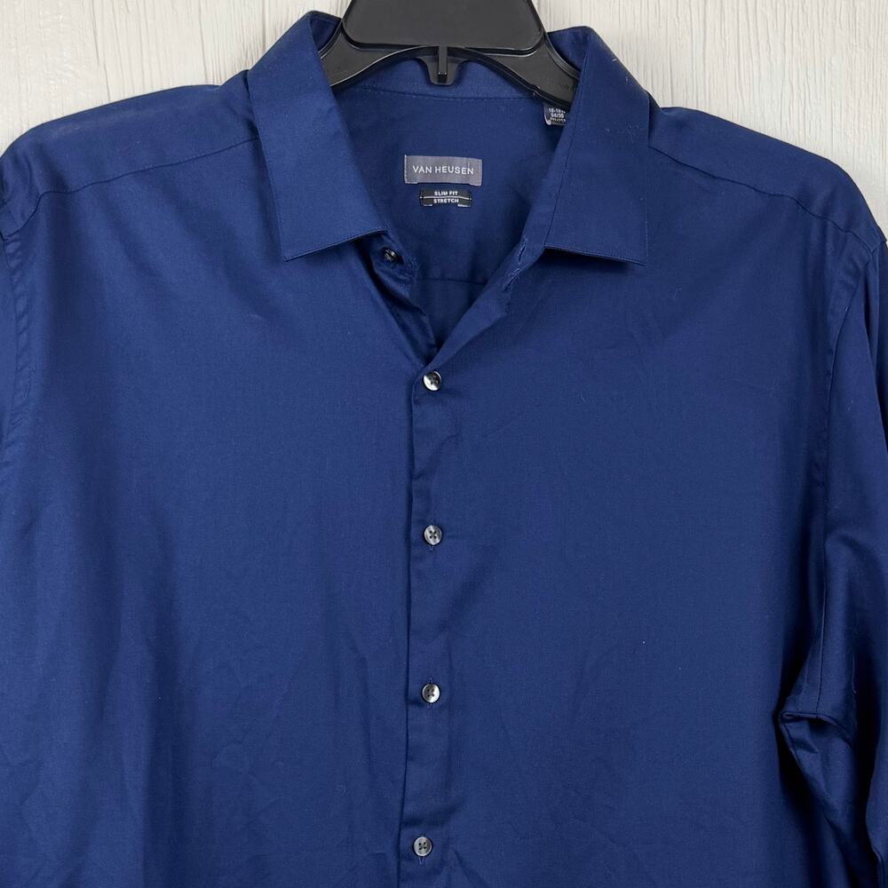 Van Heusen button up shirt men’s 2XL slim fit long sleeve blue. Beautiful shirt! - Picture 2 of 7